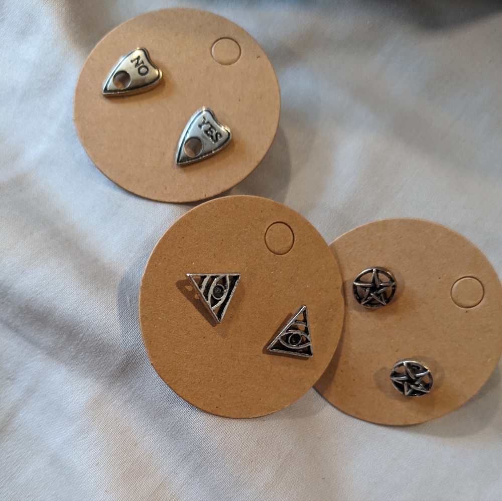 Witchy stud earring set 3 pairs with backs